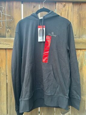 Hurley Black Pullover Hoodie with Embroidered Logo